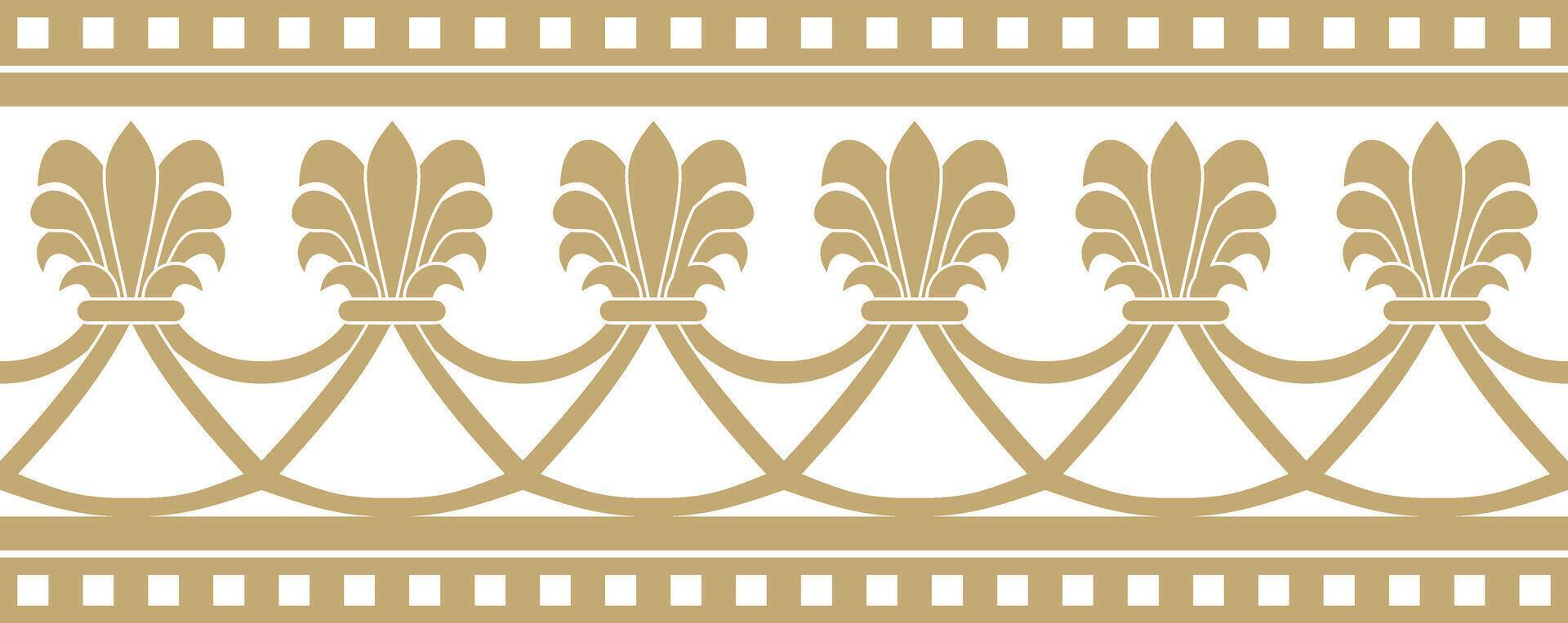 Vector endless golden national persian ornament. Seamless frame, border ethnic pattern of Iranian civilization