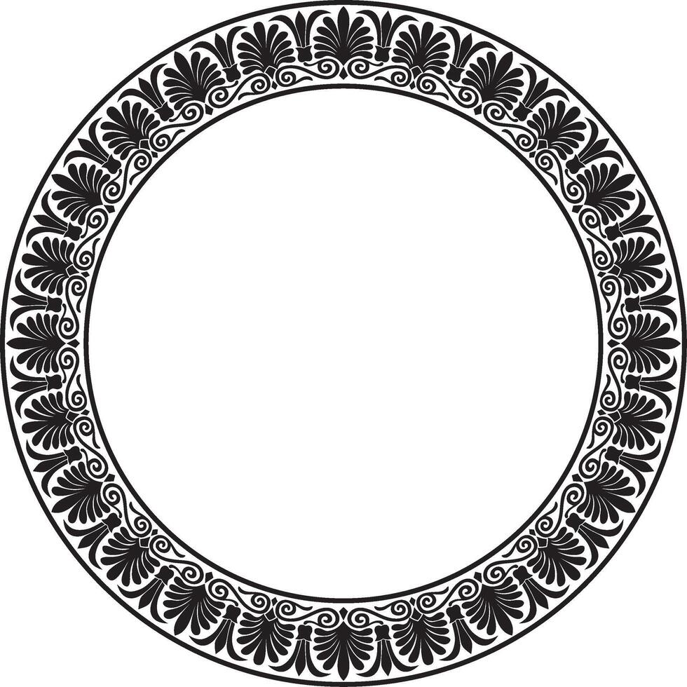 Vector monochrome black round classic greek ornament. European ornament. Border, frame, circle, ring Ancient Greece, Roman Empire.