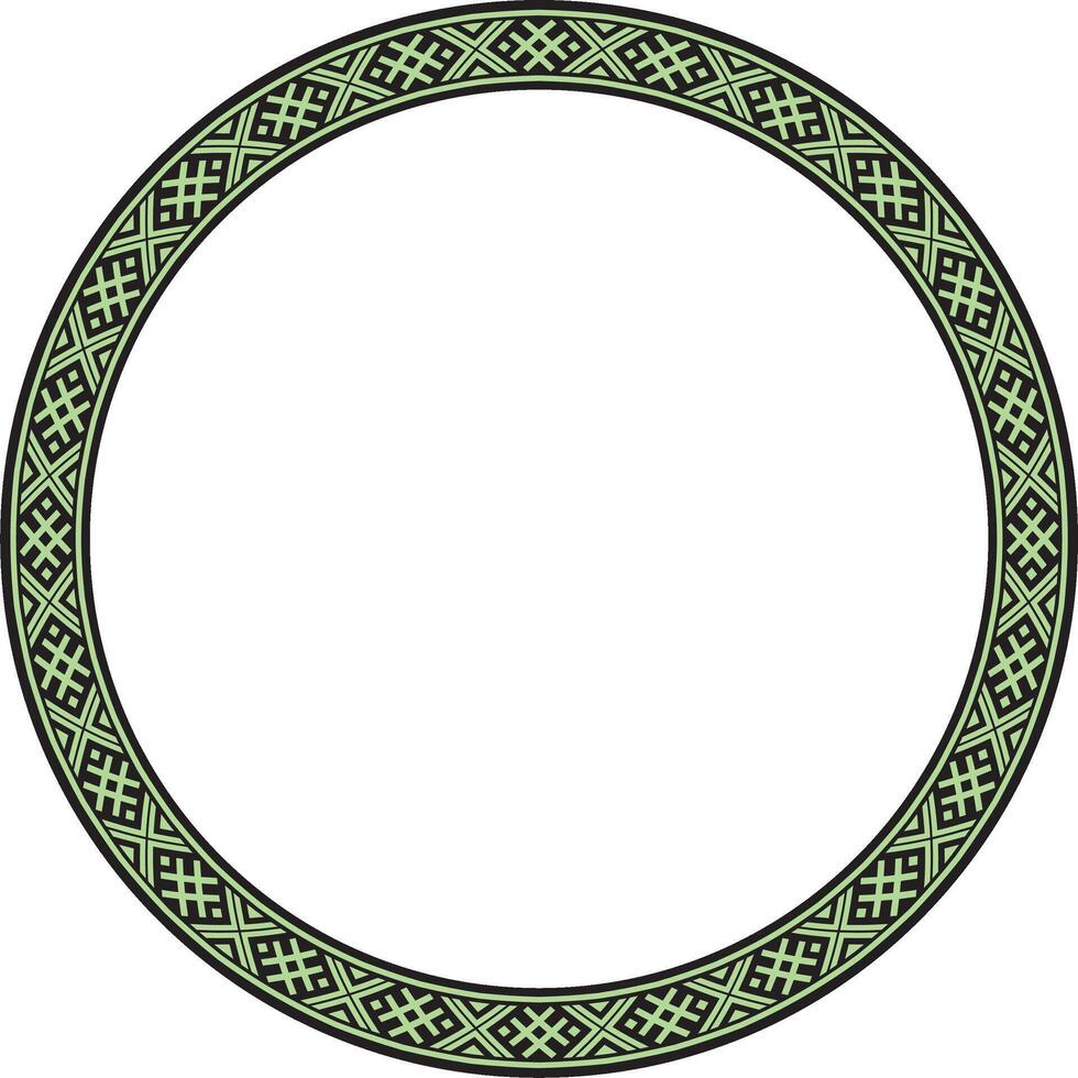 vector redondo color bielorruso nacional ornamento. étnico verde circulo borde, eslavo pueblos marco