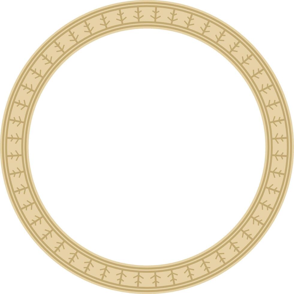 Vector gold round Yakut ornament. Endless circle, border, frame of the northern peoples of the Far East