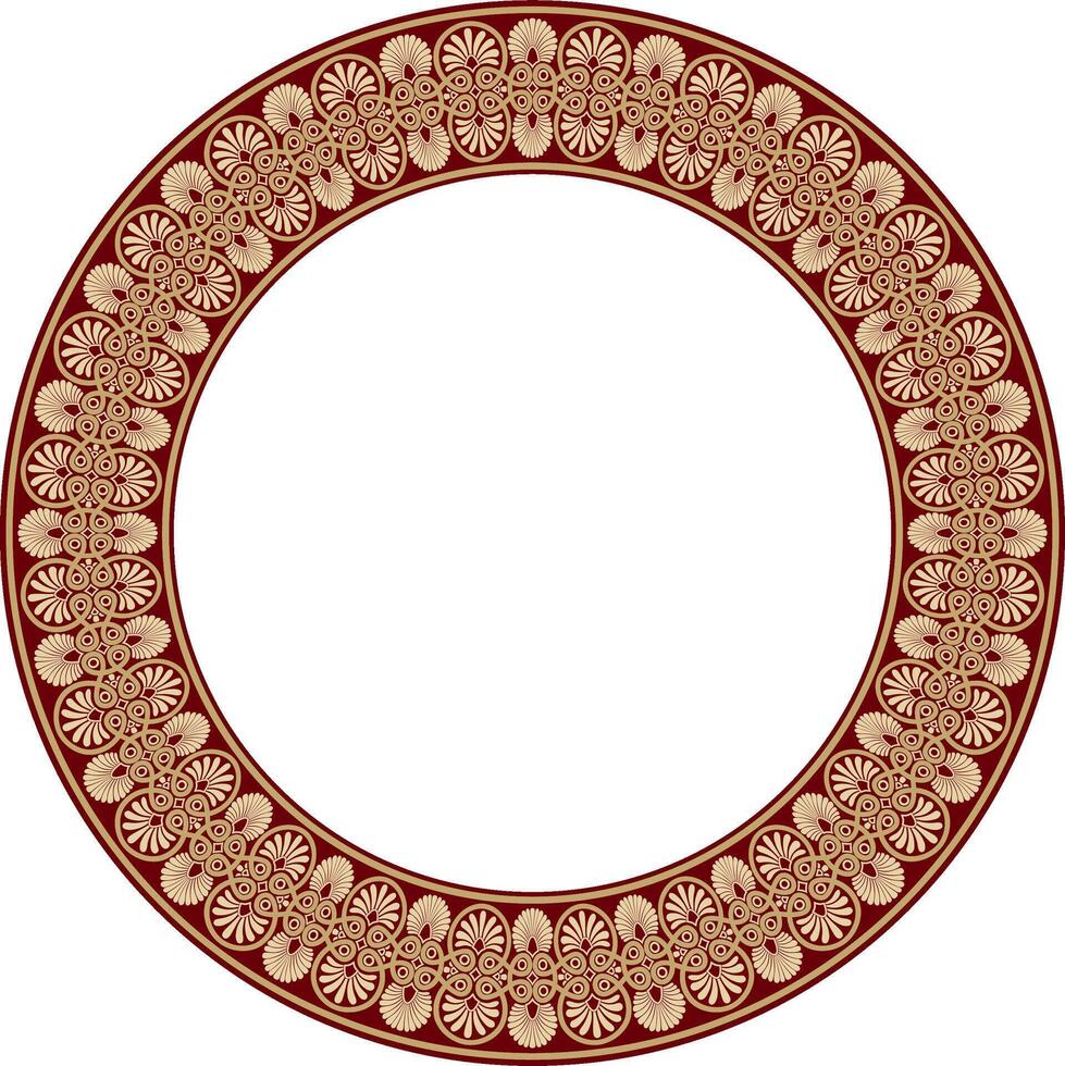 Vector red with black round ornament ring of ancient Greece. Classic pattern frame border Roman Empire