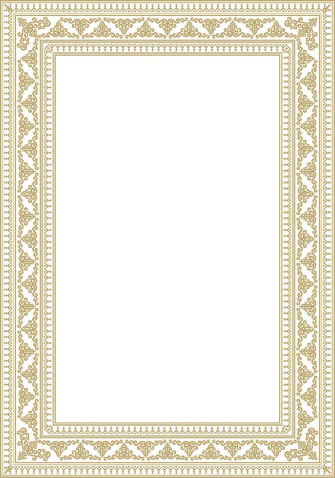 Vector gold square Yakut ornament. An endless rectangular border, a frame of the northern peoples of the Far East