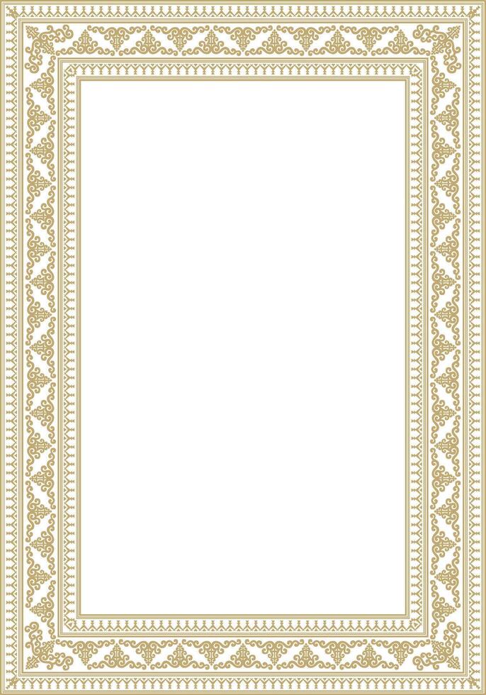 Vector gold square Yakut ornament. An endless rectangular border, a frame of the northern peoples of the Far East