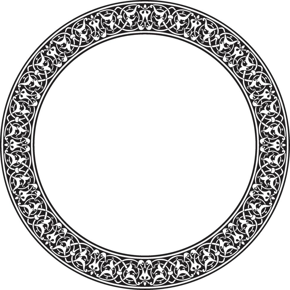 Vector monochrome round oriental ornament. Arabic patterned circle of Iran, Iraq, Turkey, Syria. Persian frame, border. For sandblasting, laser and plotter cutting