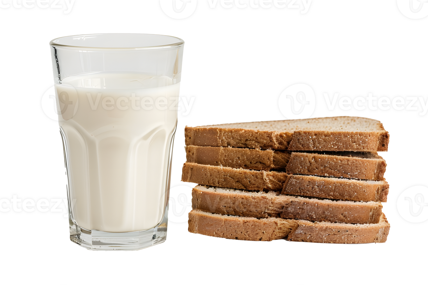 AI generated Glass of milk and slices of bread png