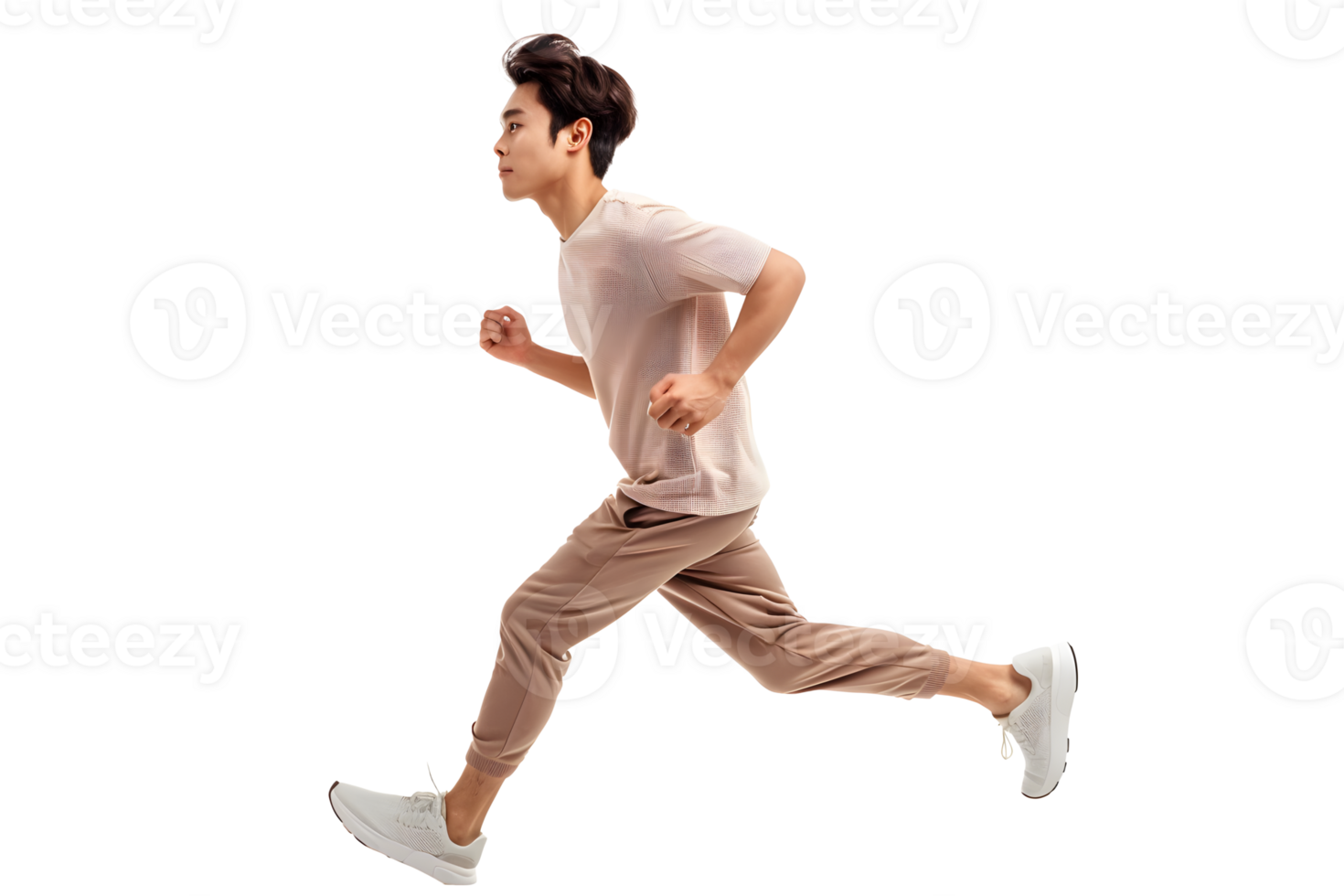 AI generated Young asian man running PNG