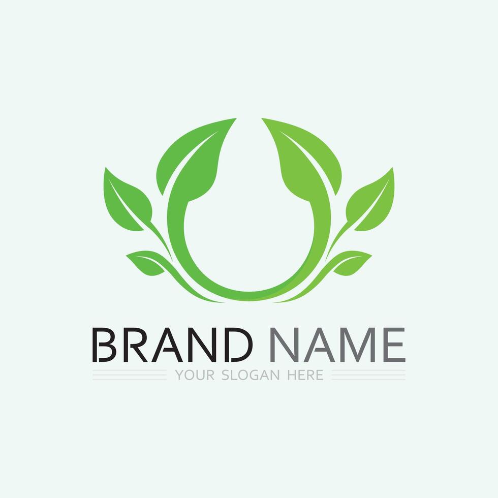 leaf logo design vector for nature symbol template editable,Green leaf logo ecology nature element vector icon.