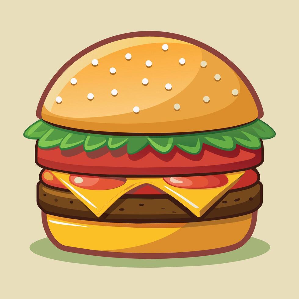 delicioso dibujos animados vector obra de arte de un hamburguesa con queso. dibujos animados icono de un hamburguesa con queso.