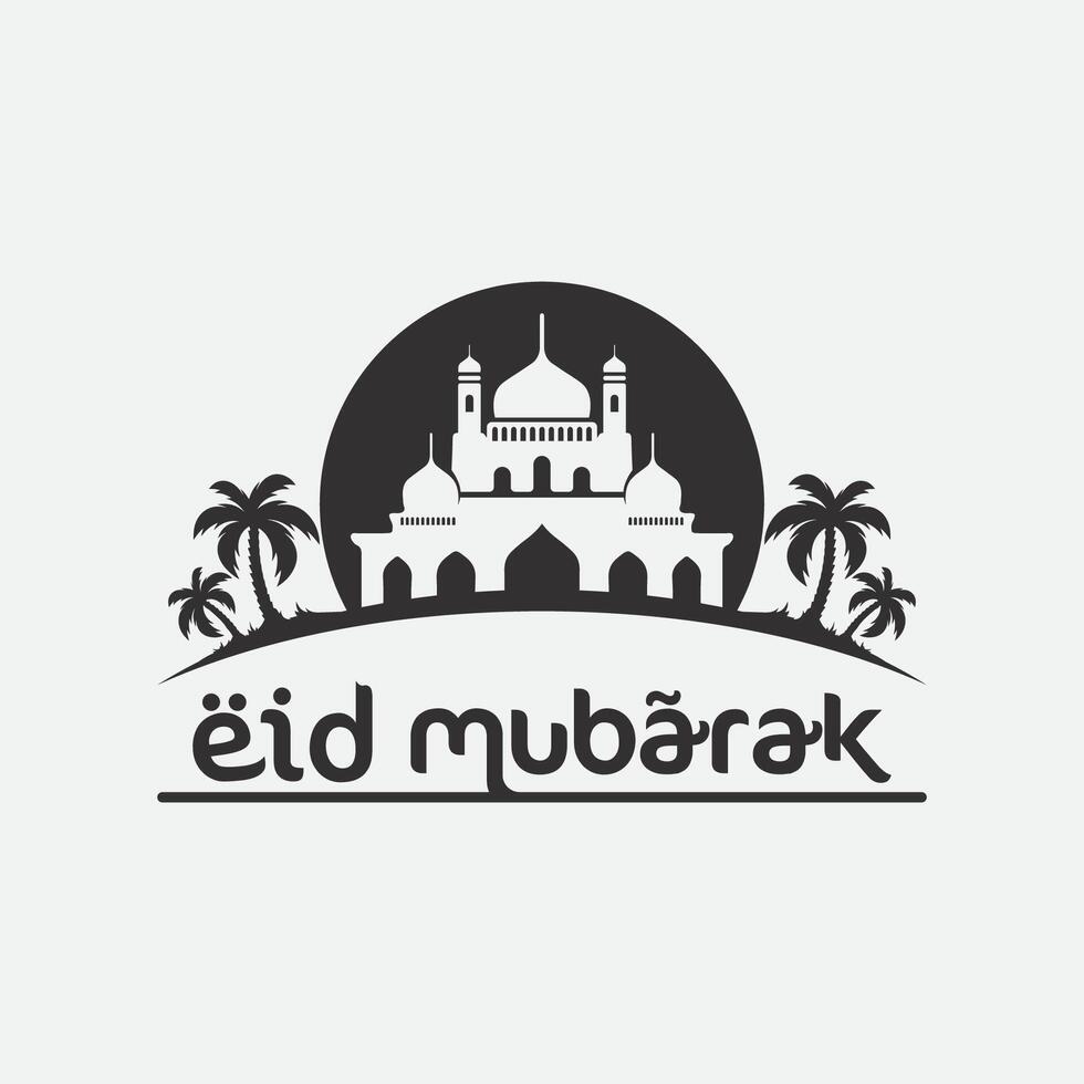 eid Mubarak icono logo islámico y ramdhan religión ilustración logo diseño vector mezquita