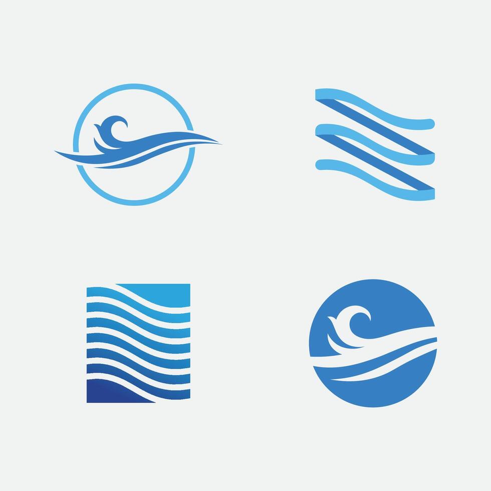 wave and water Isolated round shape logo Blue color logotype Flowing water image. Sea, ocean, river surface vector