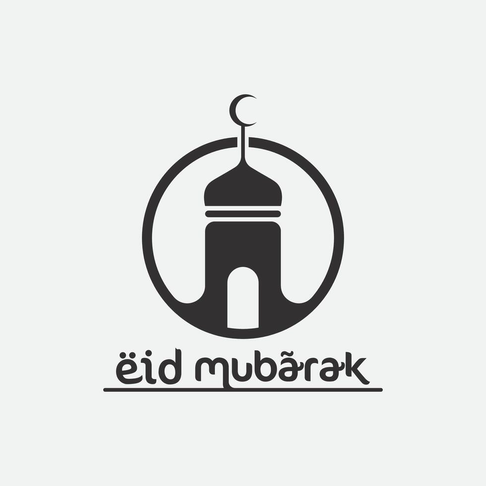 eid Mubarak icono logo islámico y ramdhan religión ilustración logo diseño vector mezquita