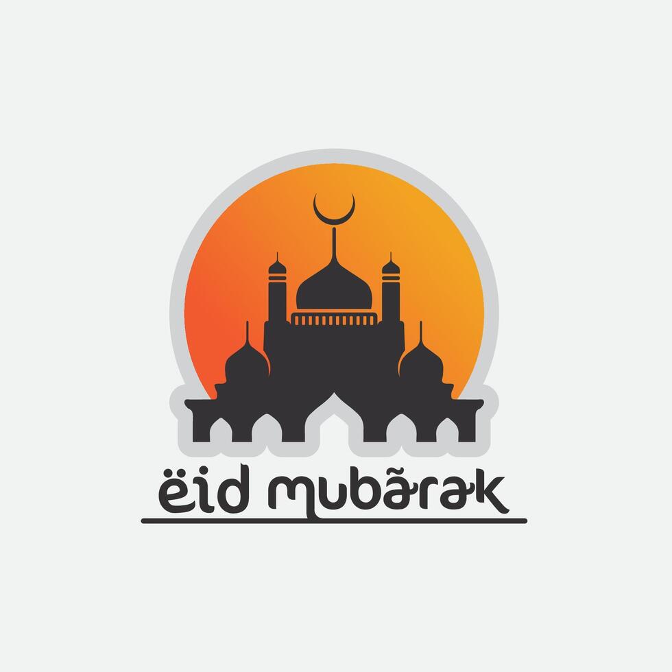 eid Mubarak icono logo islámico y ramdhan religión ilustración logo diseño vector mezquita