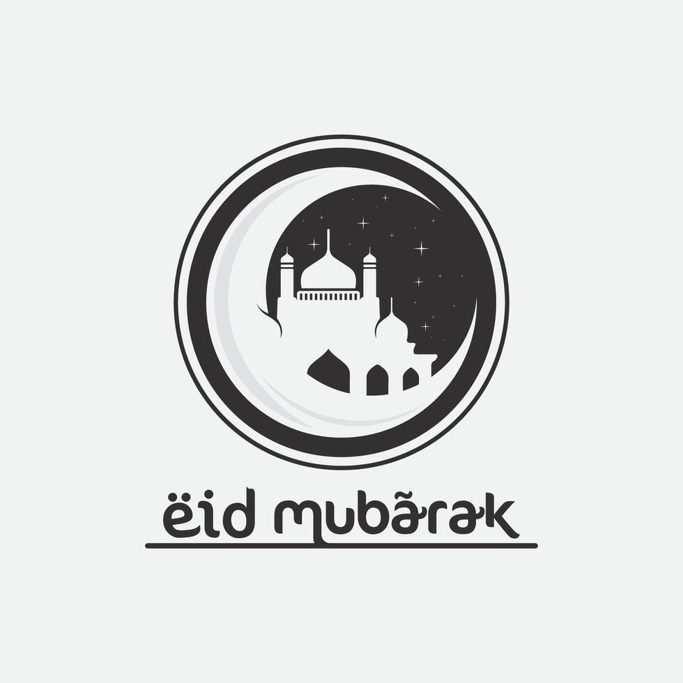 eid Mubarak icono logo islámico y ramdhan religión ilustración logo diseño vector mezquita