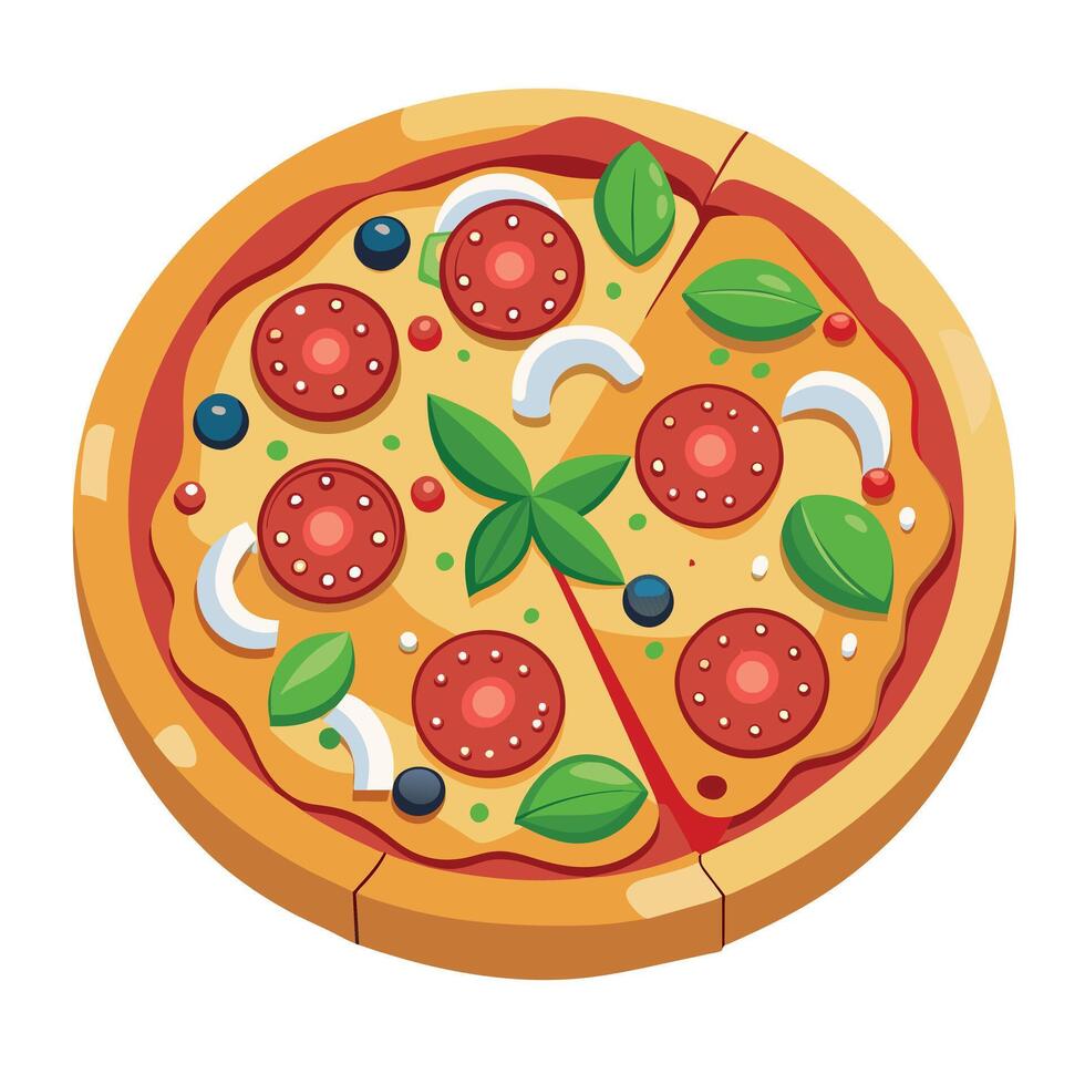 cartoon isolated vector image of a pizza. cartoon fast food pizza sticker