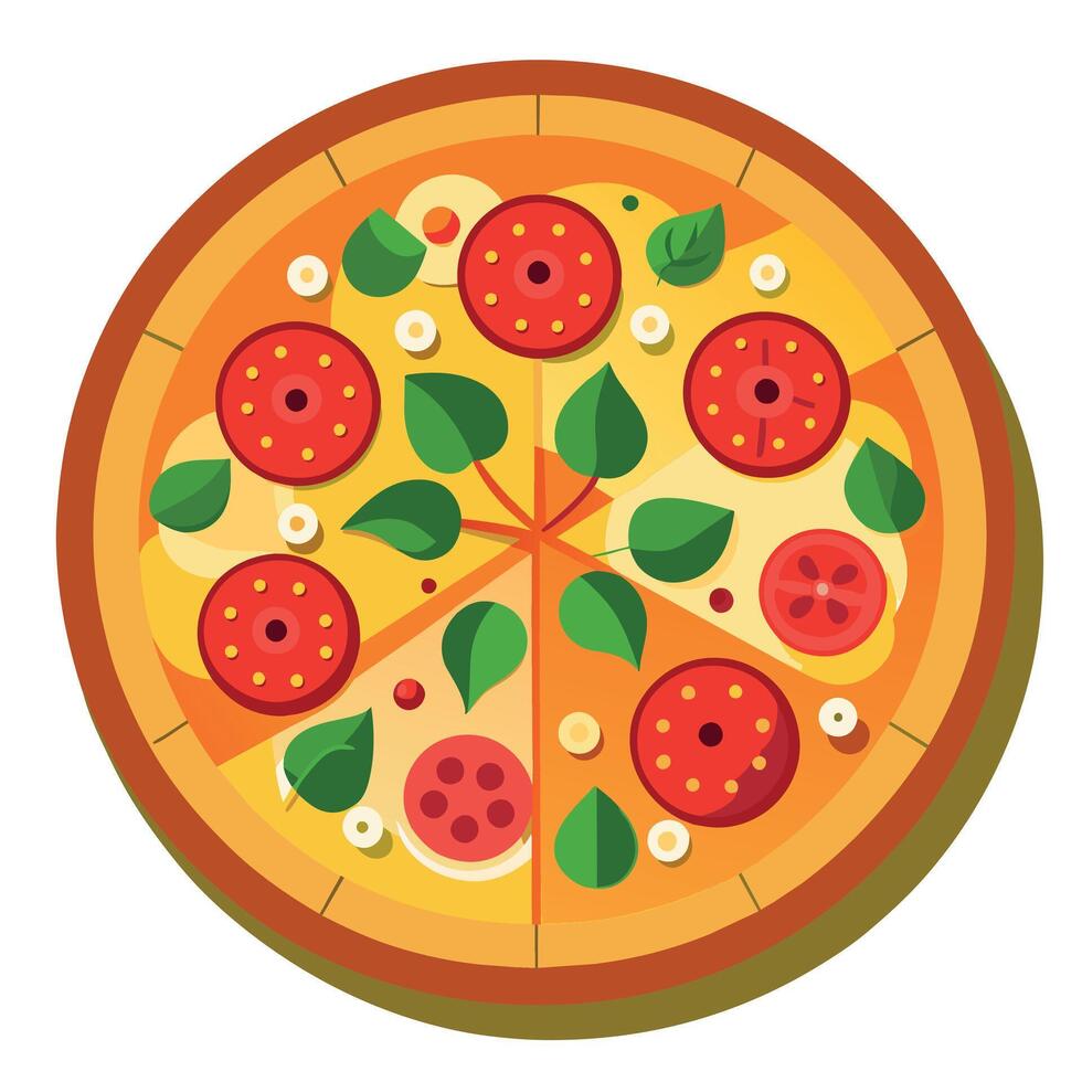 cartoon isolated vector image of a pizza. cartoon fast food pizza sticker