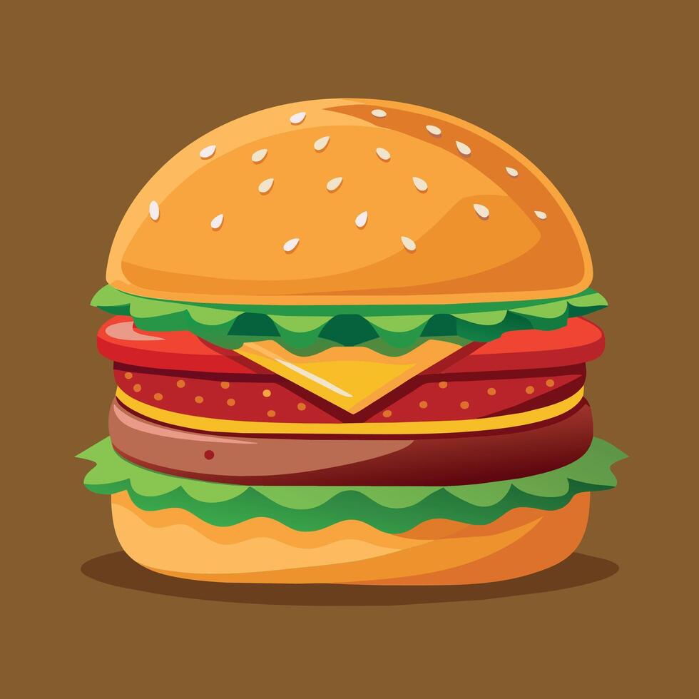 delicioso dibujos animados vector obra de arte de un hamburguesa con queso. dibujos animados icono de un hamburguesa con queso.