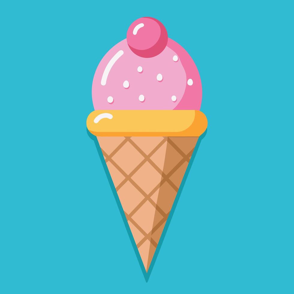 Ice cream cone cartoon vector and illustration. Ice cream sweet food icon cream colored outline