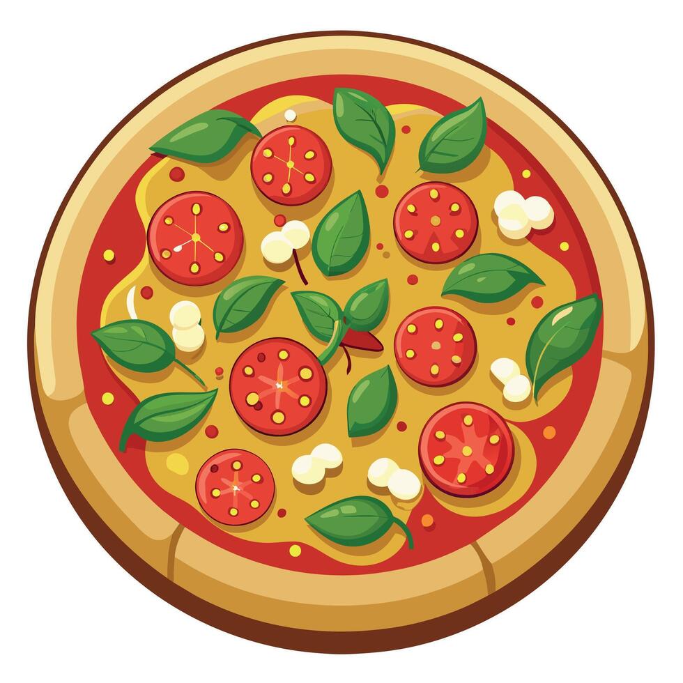 cartoon isolated vector image of a pizza. cartoon fast food pizza sticker