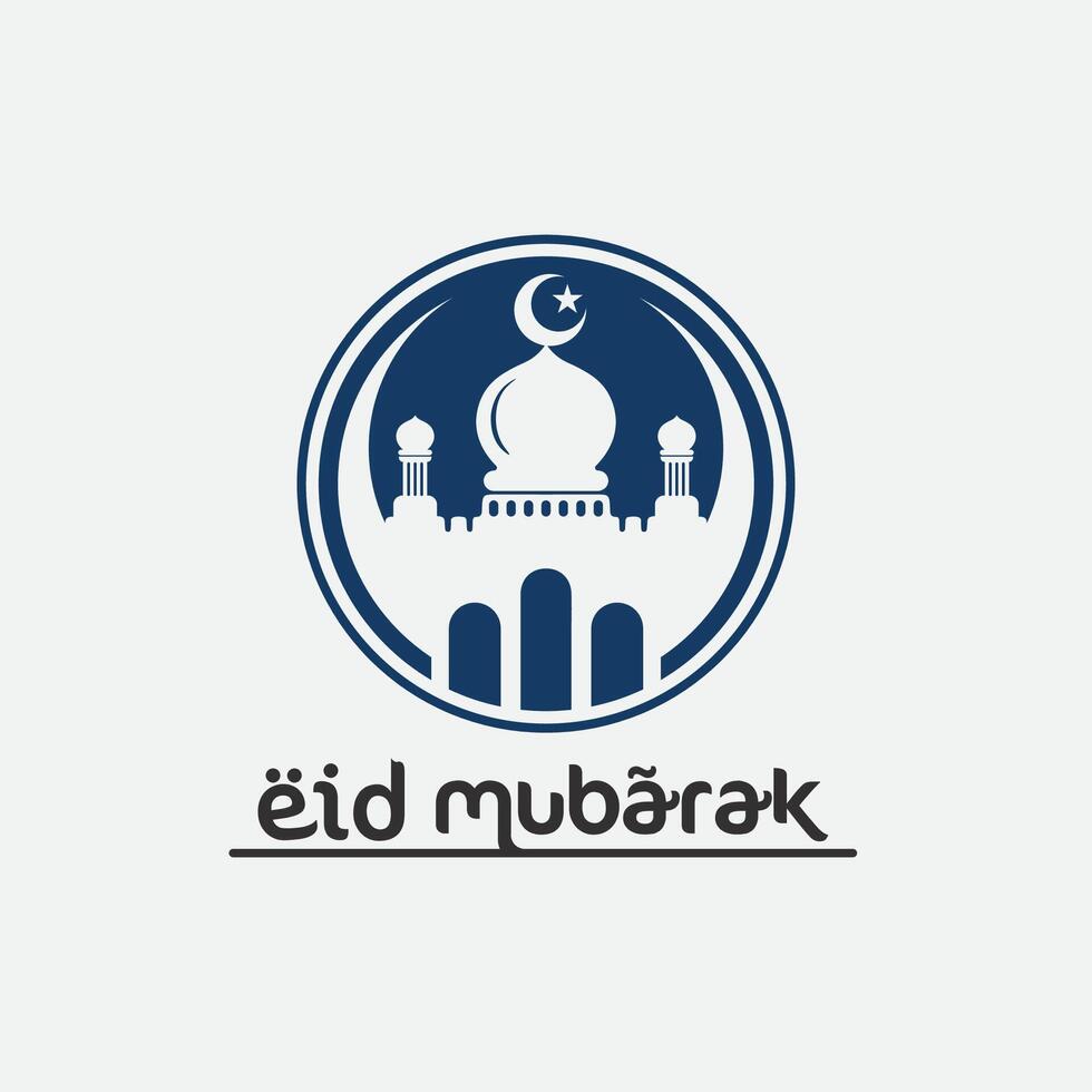 eid Mubarak icono logo islámico y ramdhan religión ilustración logo diseño vector mezquita