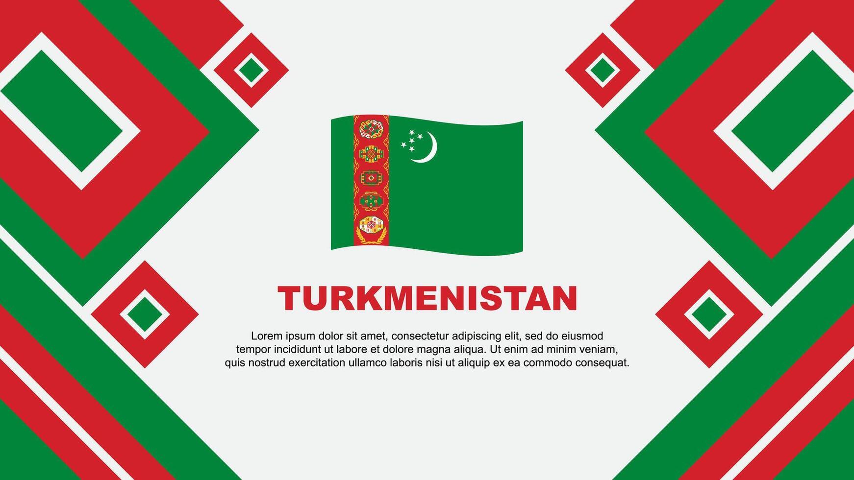 Turkmenistan Flag Abstract Background Design Template. Turkmenistan Independence Day Banner Wallpaper Vector Illustration. Turkmenistan Cartoon