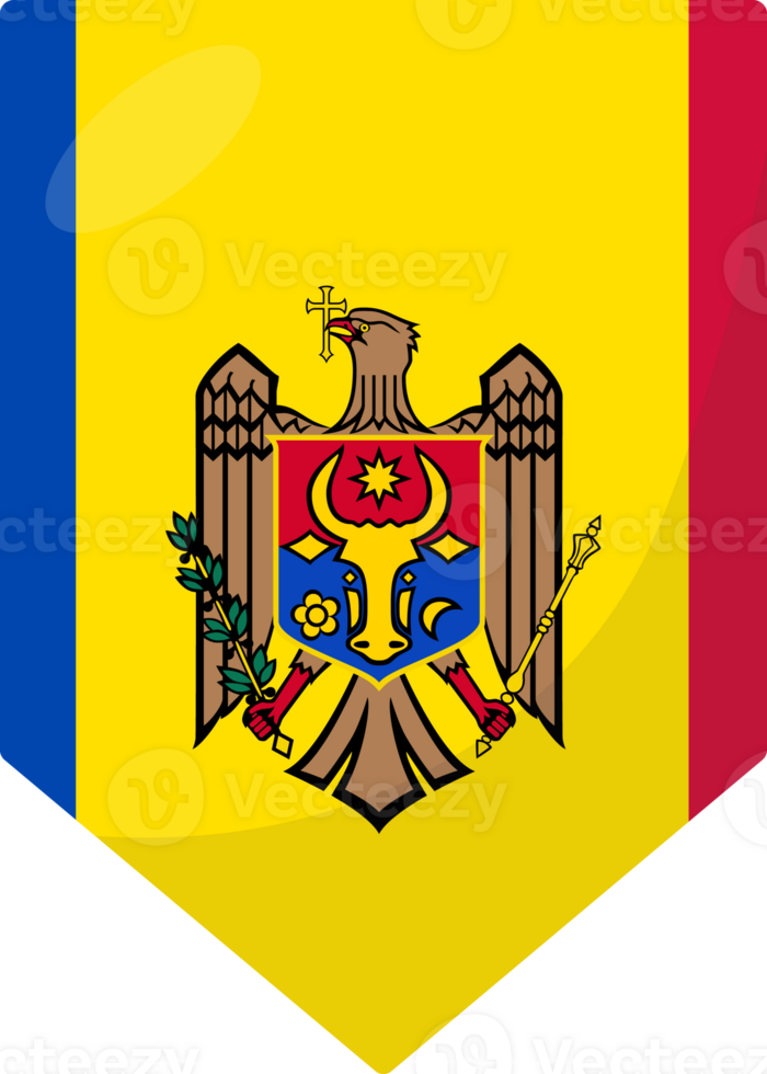 Moldova flag pennant 3D cartoon style. png