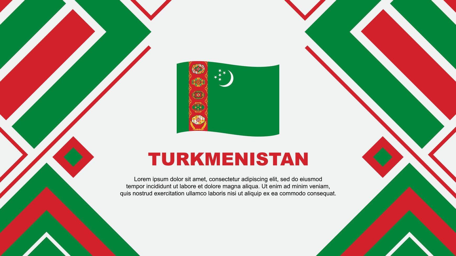 Turkmenistan Flag Abstract Background Design Template. Turkmenistan Independence Day Banner Wallpaper Vector Illustration. Turkmenistan Flag