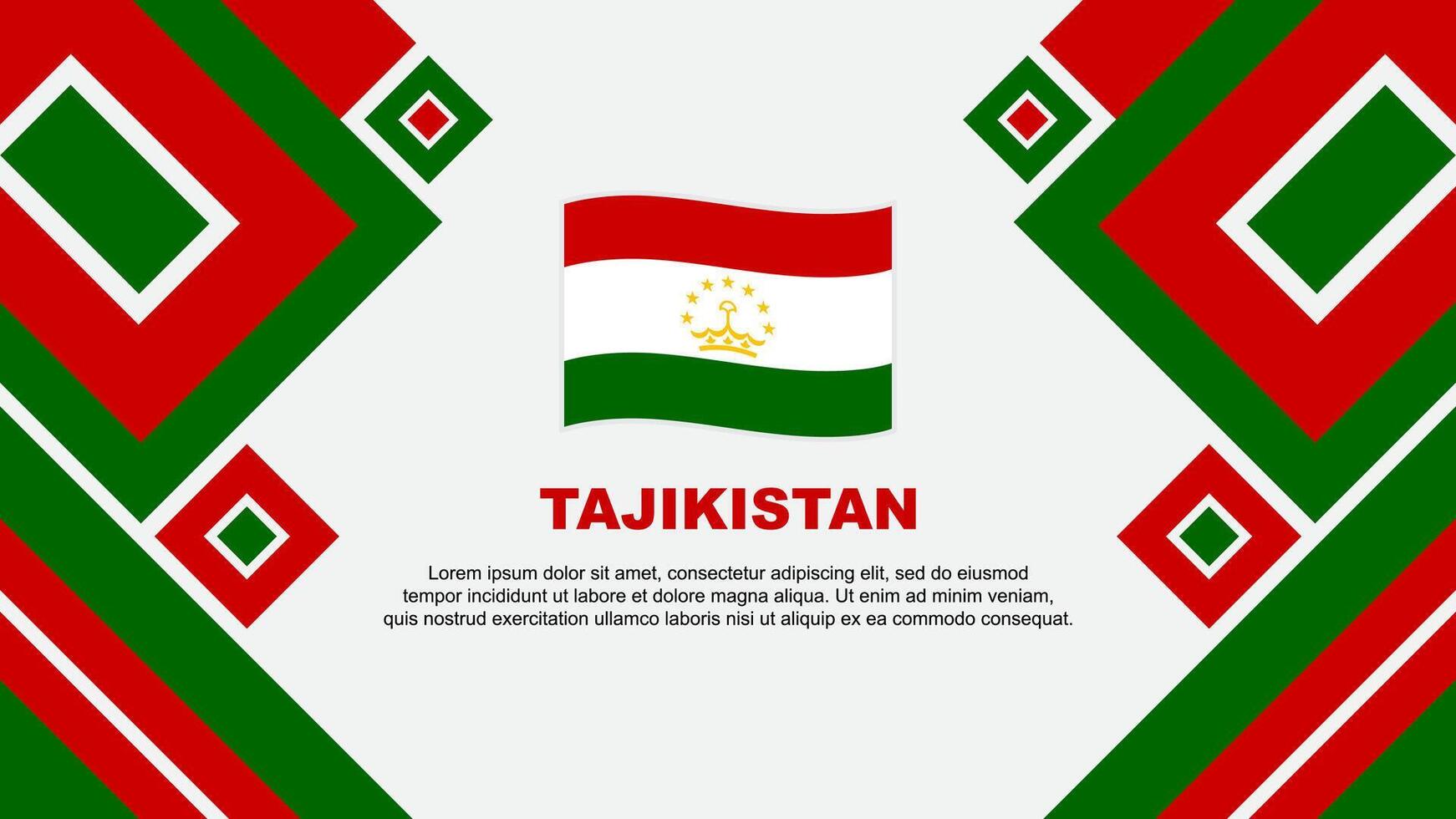 Tajikistan Flag Abstract Background Design Template. Tajikistan Independence Day Banner Wallpaper Vector Illustration. Tajikistan Cartoon