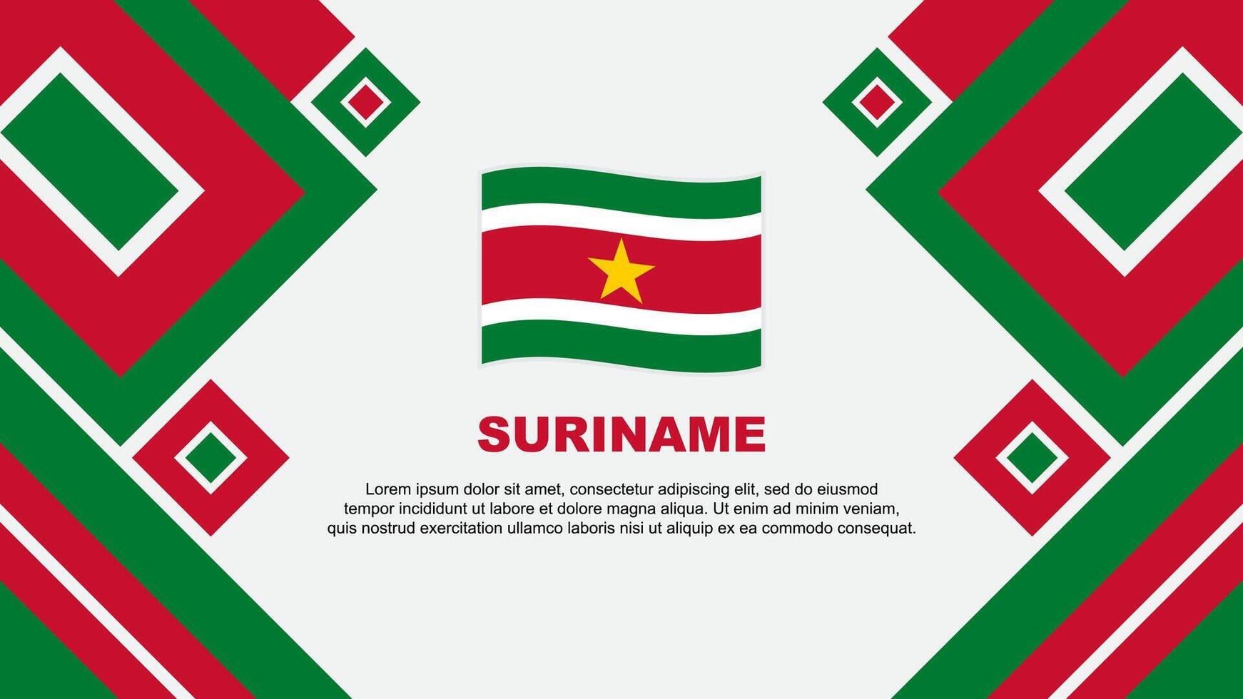 Suriname Flag Abstract Background Design Template. Suriname Independence Day Banner Wallpaper Vector Illustration. Suriname Cartoon