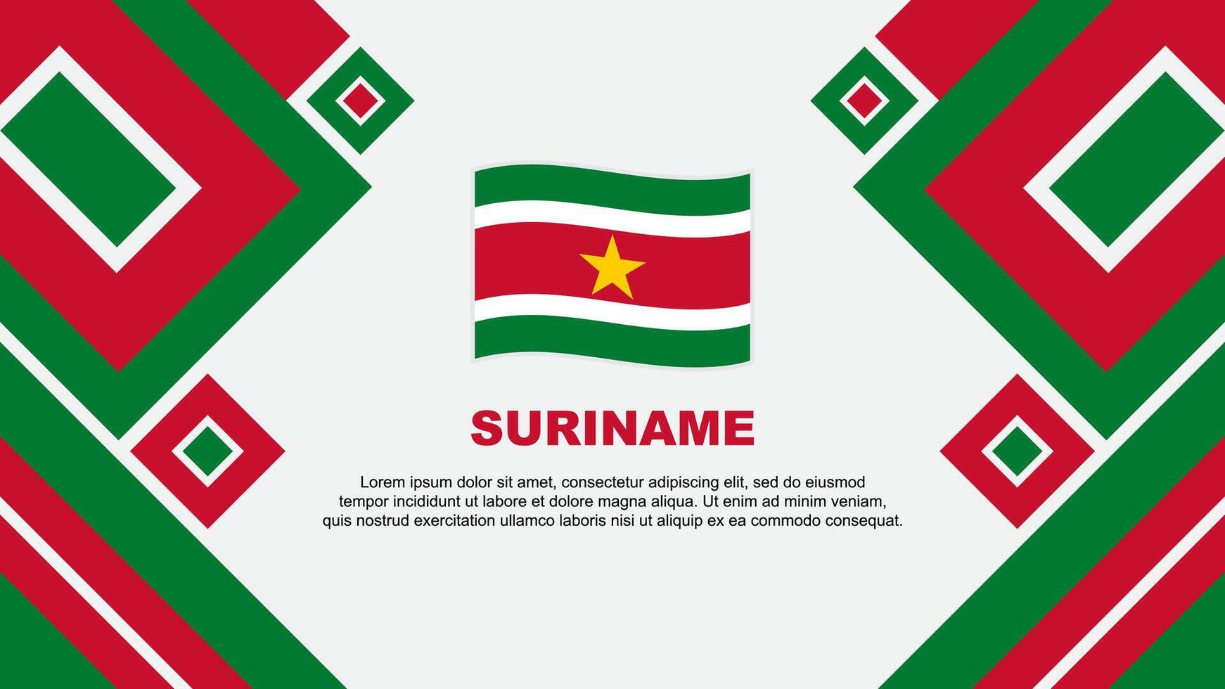 Suriname Flag Abstract Background Design Template. Suriname Independence Day Banner Wallpaper Vector Illustration. Suriname Cartoon