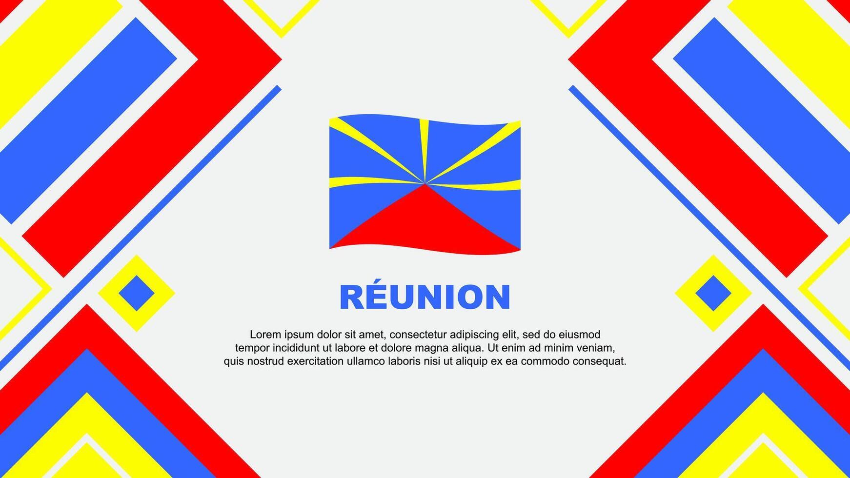 Reunion Flag Abstract Background Design Template. Reunion Independence Day Banner Wallpaper Vector Illustration. Flag