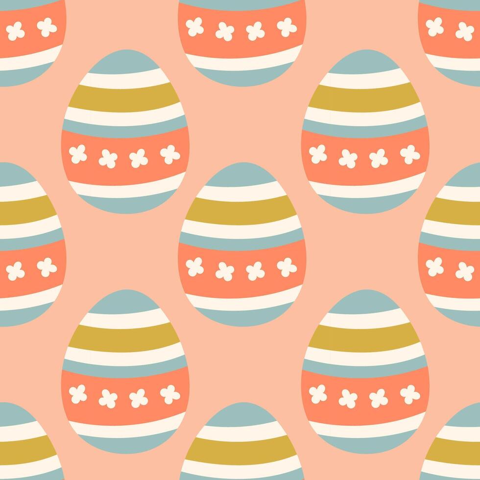 Easter eggs seamless pattern, Easter symbol, decorative vector elements. Easter colored eggs simple pattern. Vector illustration isolated.
