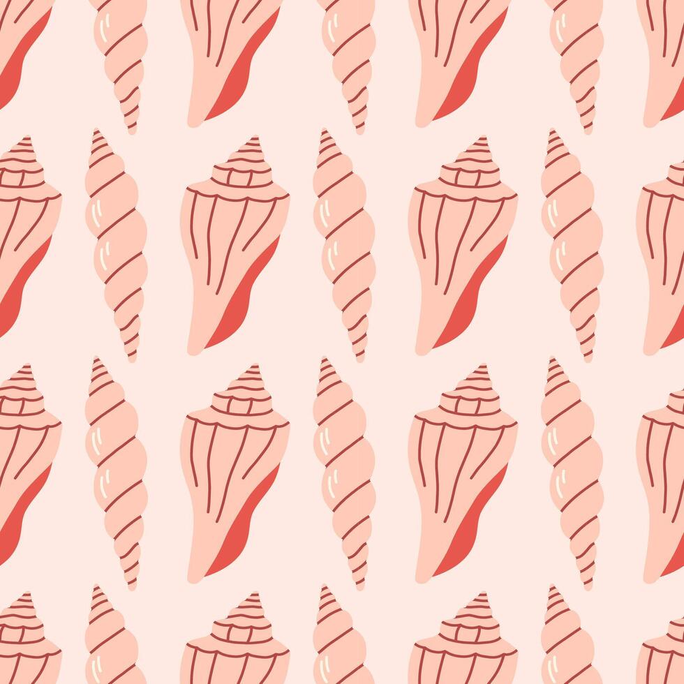Sea shells seamless pattern. Trendy pattern of seashells for wrapping paper, wallpaper, stickers, notebook cover, cards, scrapbooking vector