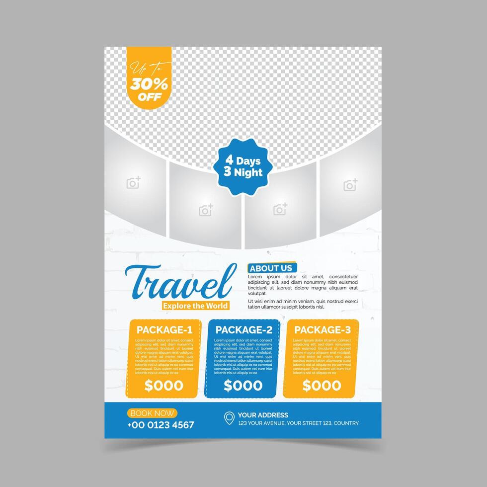 tour and travel flyer design template. holiday flyer template. Flyer design for tour and travel agency. vector