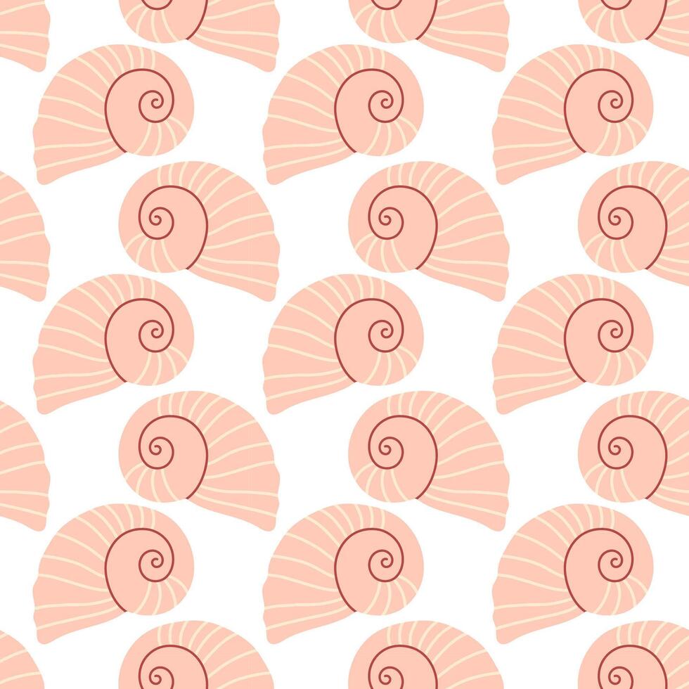 Sea shells seamless pattern. Trendy pattern of seashells for wrapping paper, wallpaper, stickers, notebook cover, cards, scrapbooking vector