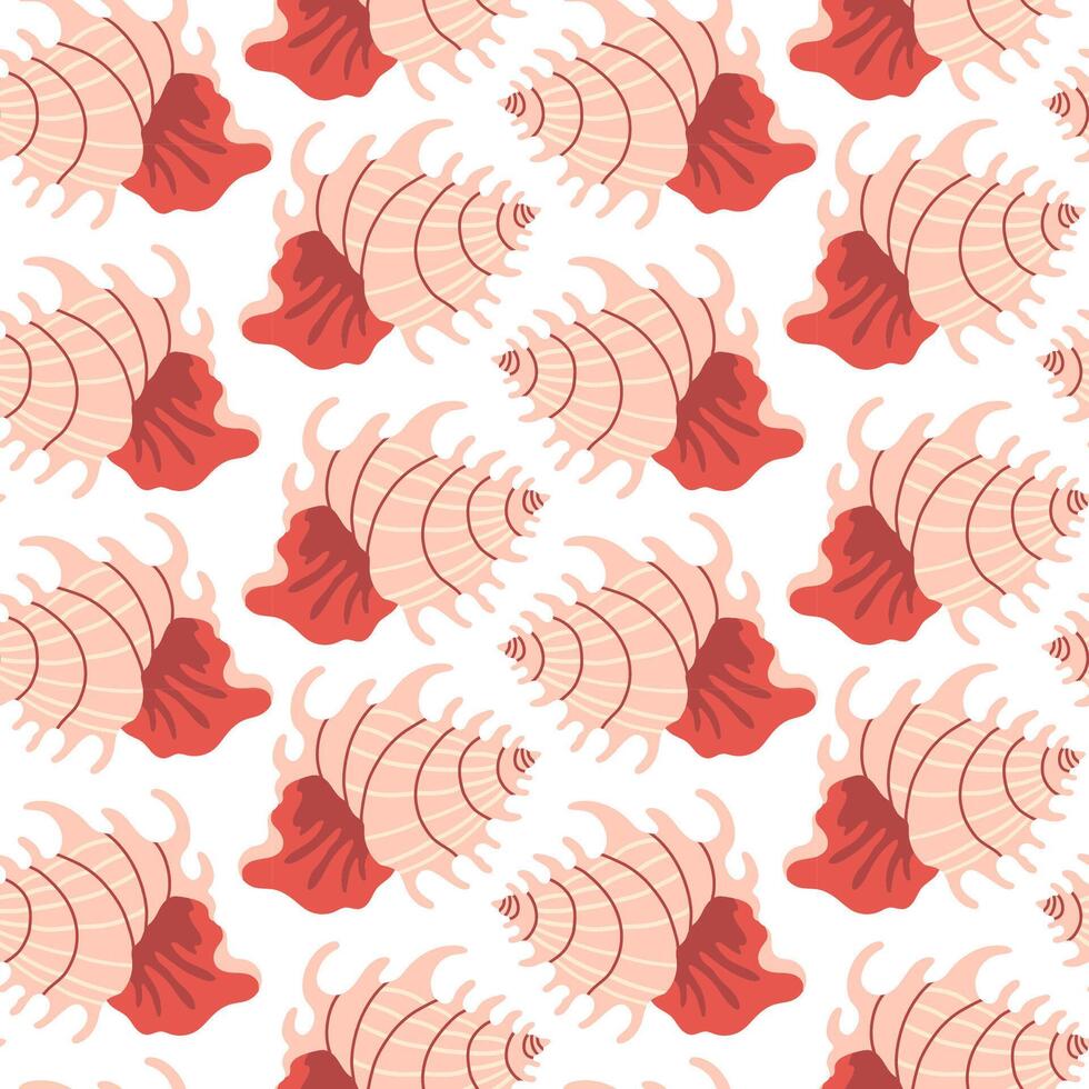 Sea shells seamless pattern. Trendy pattern of seashells for wrapping paper, wallpaper, stickers, notebook cover, cards, scrapbooking vector