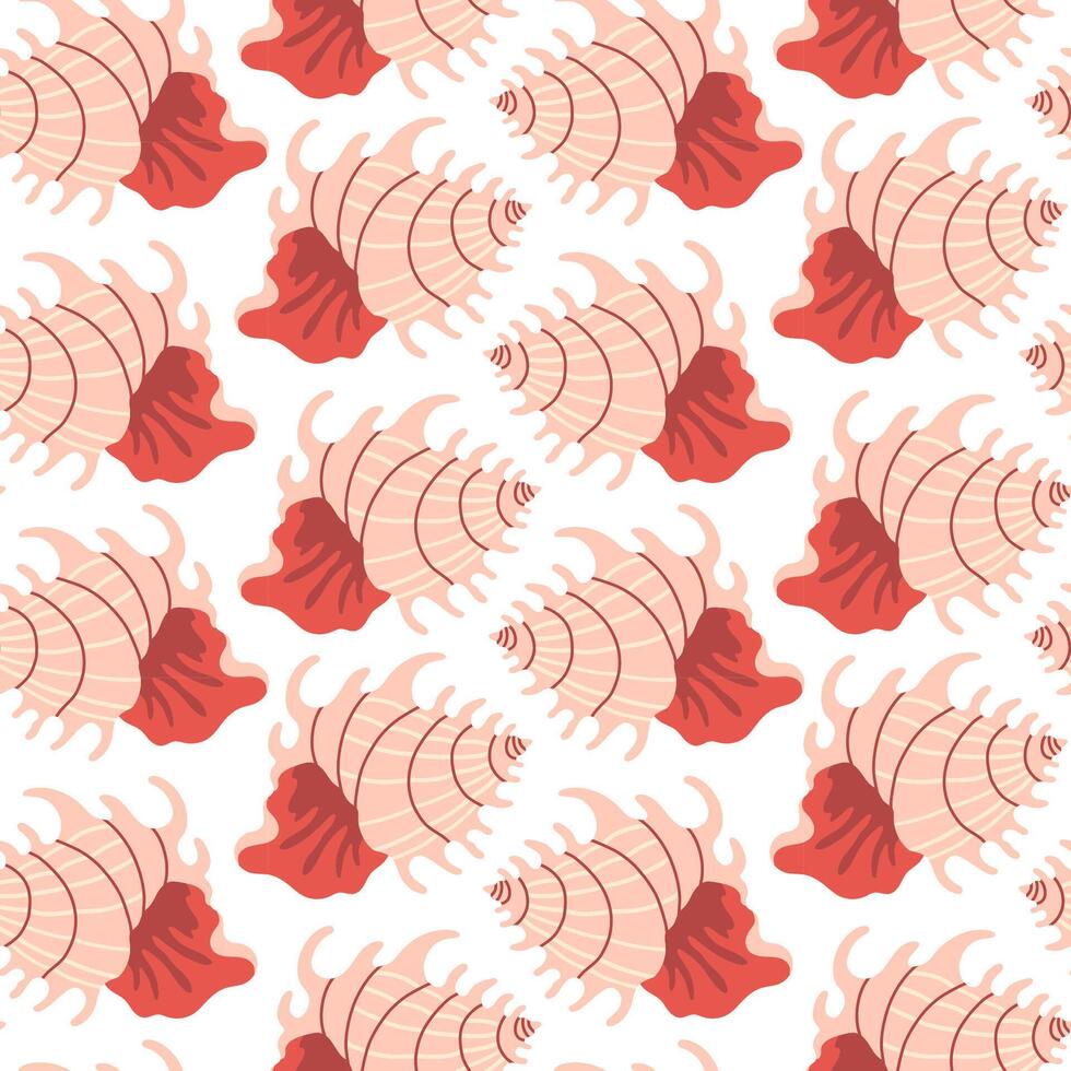 Sea shells seamless pattern. Trendy pattern of seashells for wrapping paper, wallpaper, stickers, notebook cover, cards, scrapbooking vector