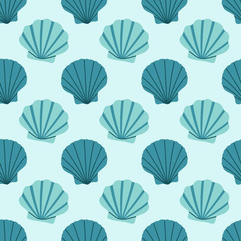 Sea shells seamless pattern. Trendy pattern of seashells for wrapping paper, wallpaper, stickers, notebook cover, cards, scrapbooking vector