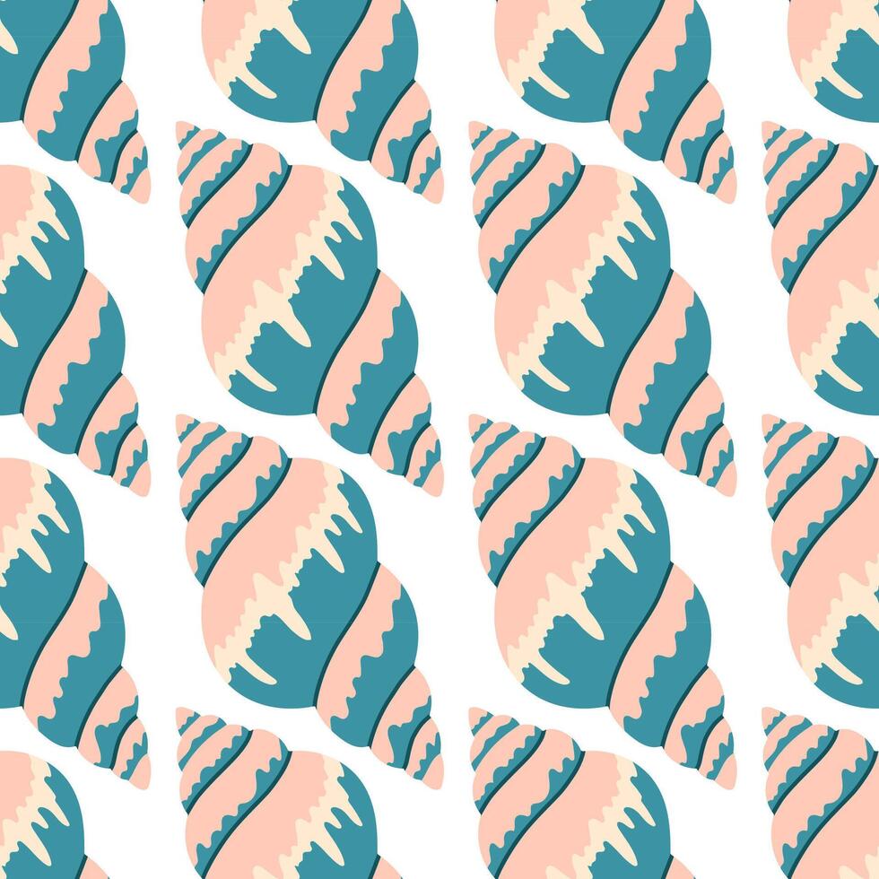 Sea shells seamless pattern. Trendy pattern of seashells for wrapping paper, wallpaper, stickers, notebook cover, cards, scrapbooking vector