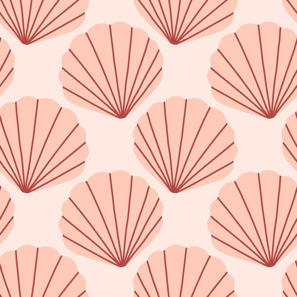 Sea shells seamless pattern. Trendy pattern of seashells for wrapping paper, wallpaper, stickers, notebook cover, cards, scrapbooking vector