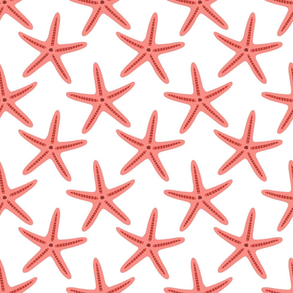 Starfish seamless pattern. Trendy pattern of starfish for wrapping paper, wallpaper, stickers, notebook cover, cards, scrapbooking vector