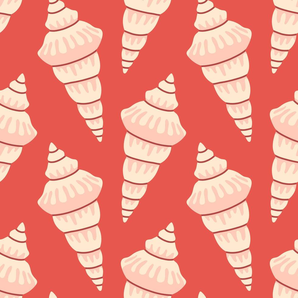 Sea shells seamless pattern. Trendy pattern of seashells for wrapping paper, wallpaper, stickers, notebook cover, cards, scrapbooking vector