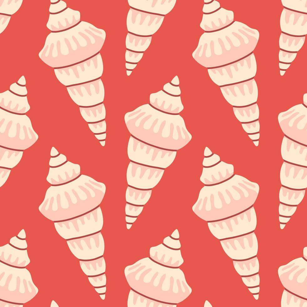 Sea shells seamless pattern. Trendy pattern of seashells for wrapping paper, wallpaper, stickers, notebook cover, cards, scrapbooking vector