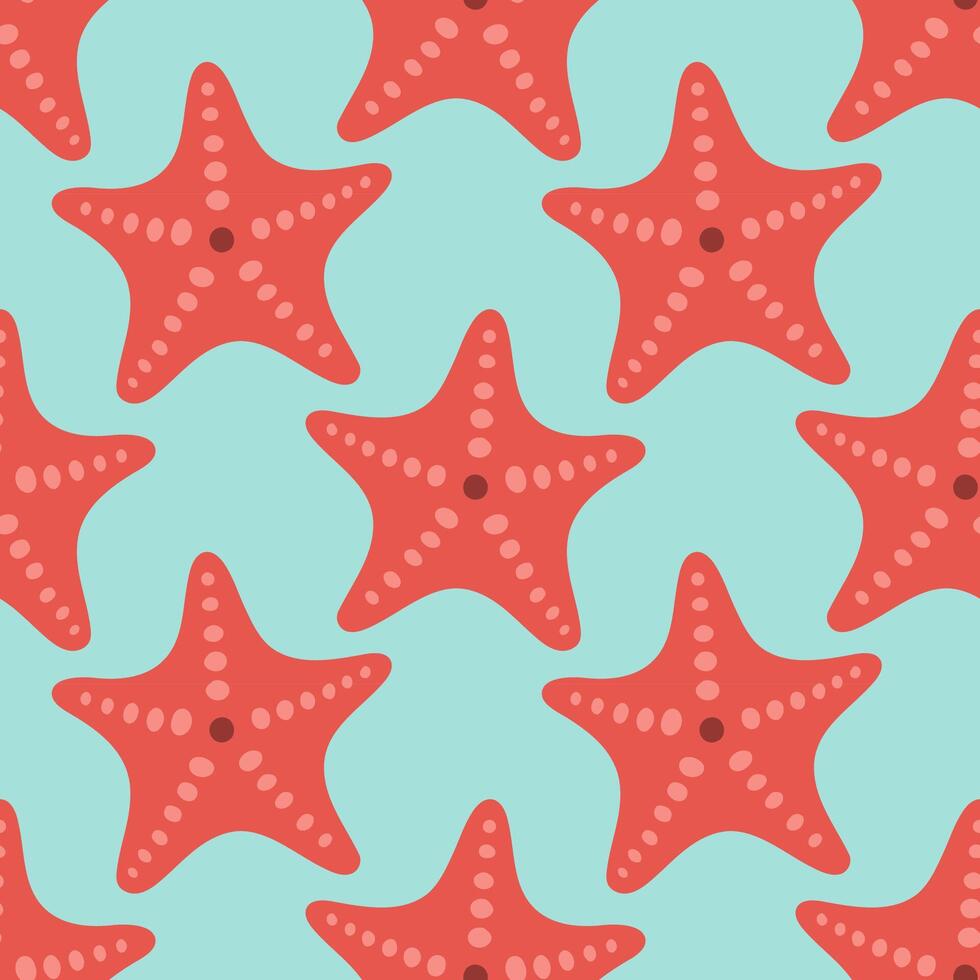Starfish seamless pattern. Trendy pattern of starfish for wrapping paper, wallpaper, stickers, notebook cover, cards, scrapbooking vector