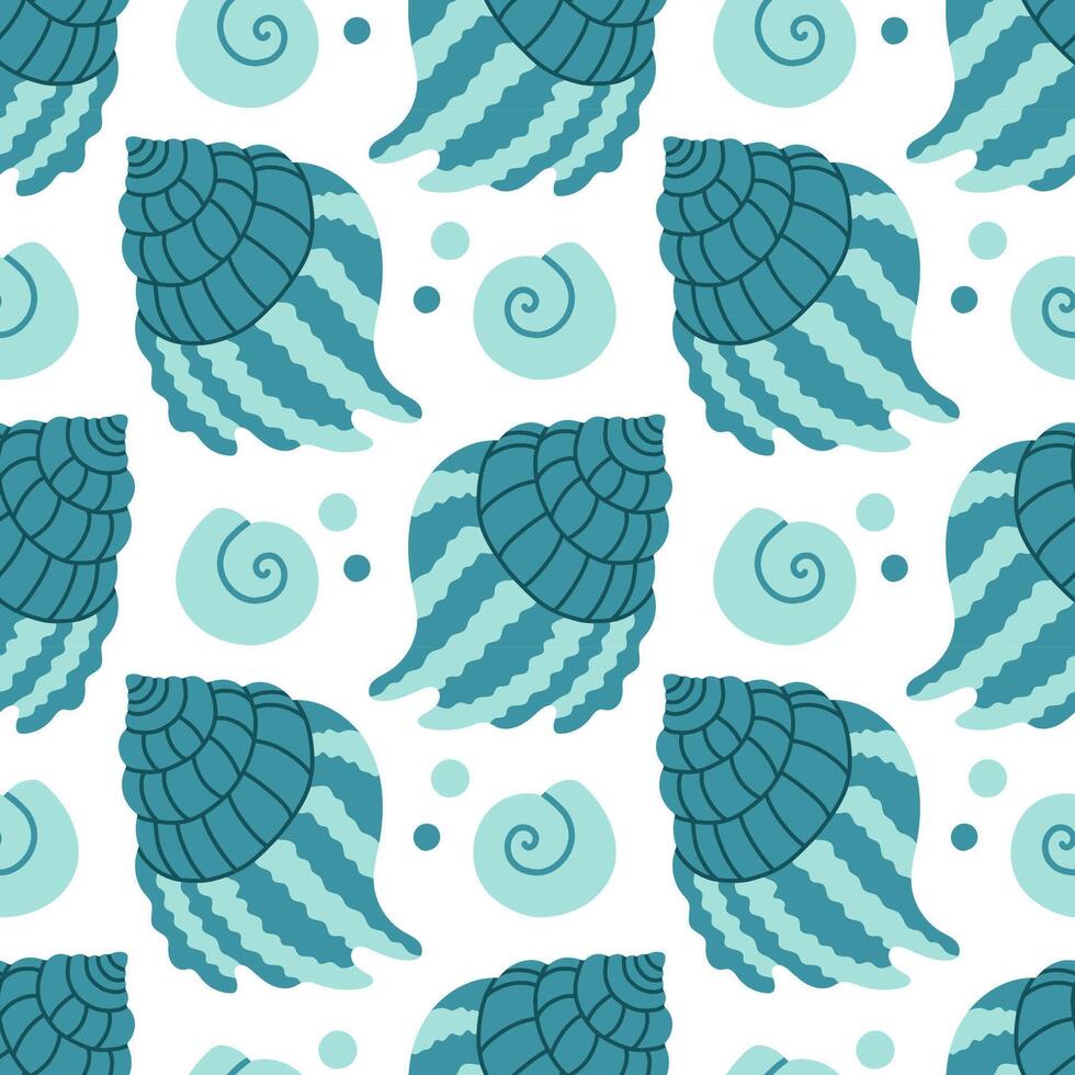 Sea shells seamless pattern. Trendy pattern of seashells for wrapping paper, wallpaper, stickers, notebook cover, cards, scrapbooking vector