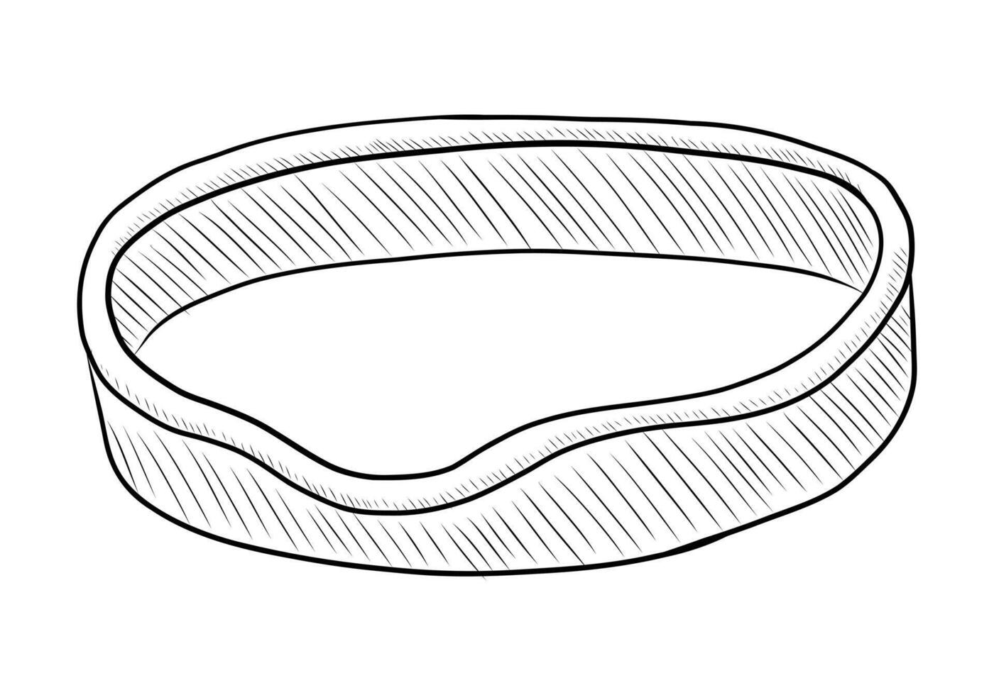 BLACK AND WHITE VECTOR DRAWING OF A BED FOR A PET