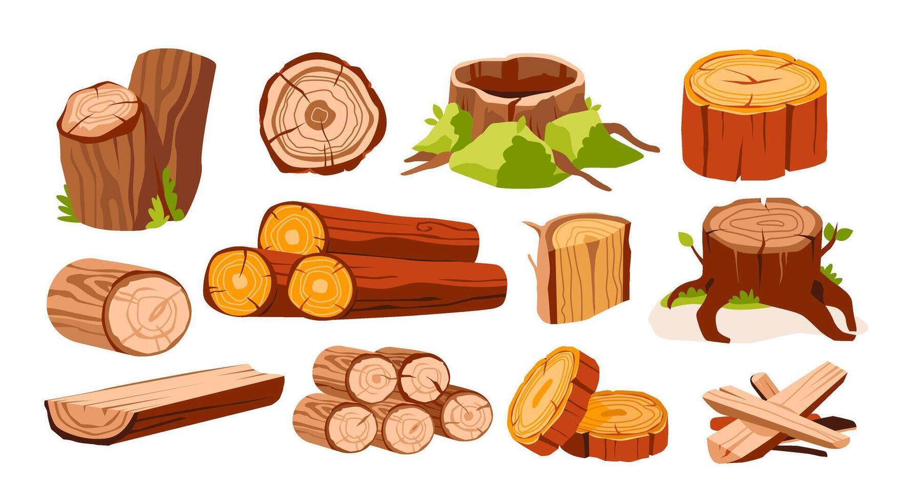 Iniciar sesión pila de algo, árbol tocones, leña, Inicio sesión, madera Procesando industria colocar. plano vector ilustración