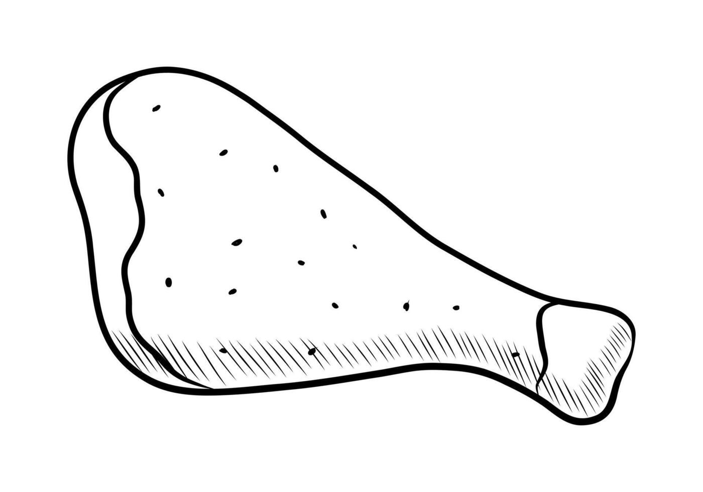 BLACK AND WHITE VECTOR DRAWING OF A CHICKEN LEG