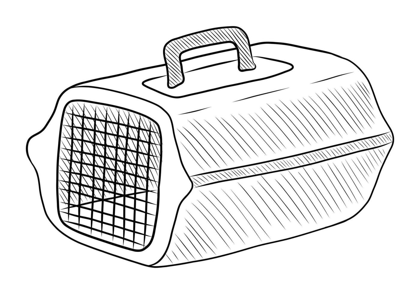 BLACK AND WHITE VECTOR DRAWING OF A PET CARRIER