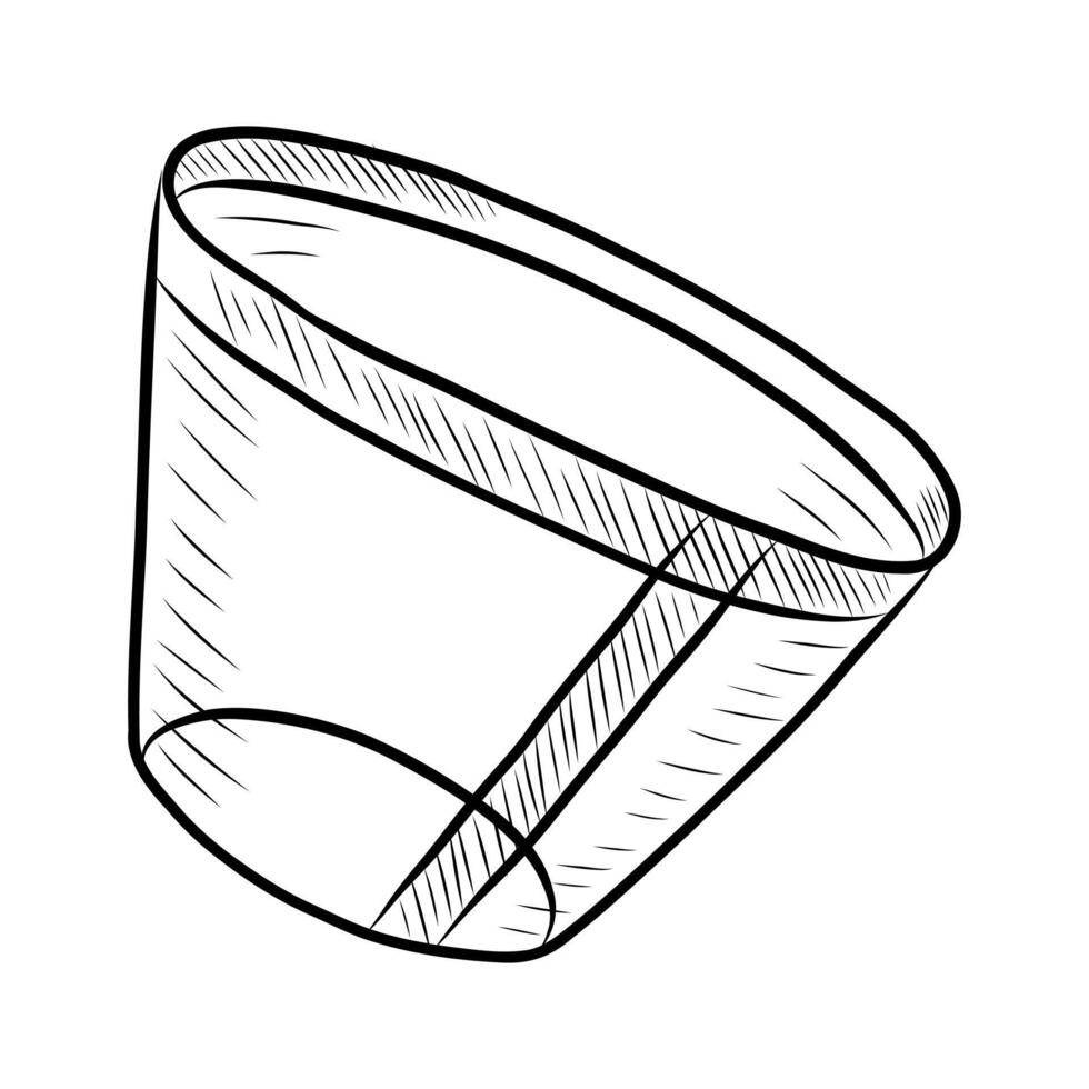 BLACK AND WHITE VECTOR DRAWING OF A PLASTIC COLLAR FOR PETS