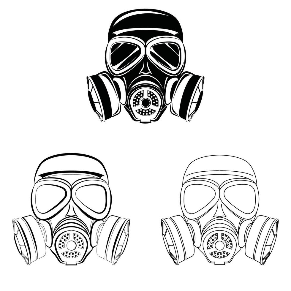 Gas Mask Full - 3 Versions vector